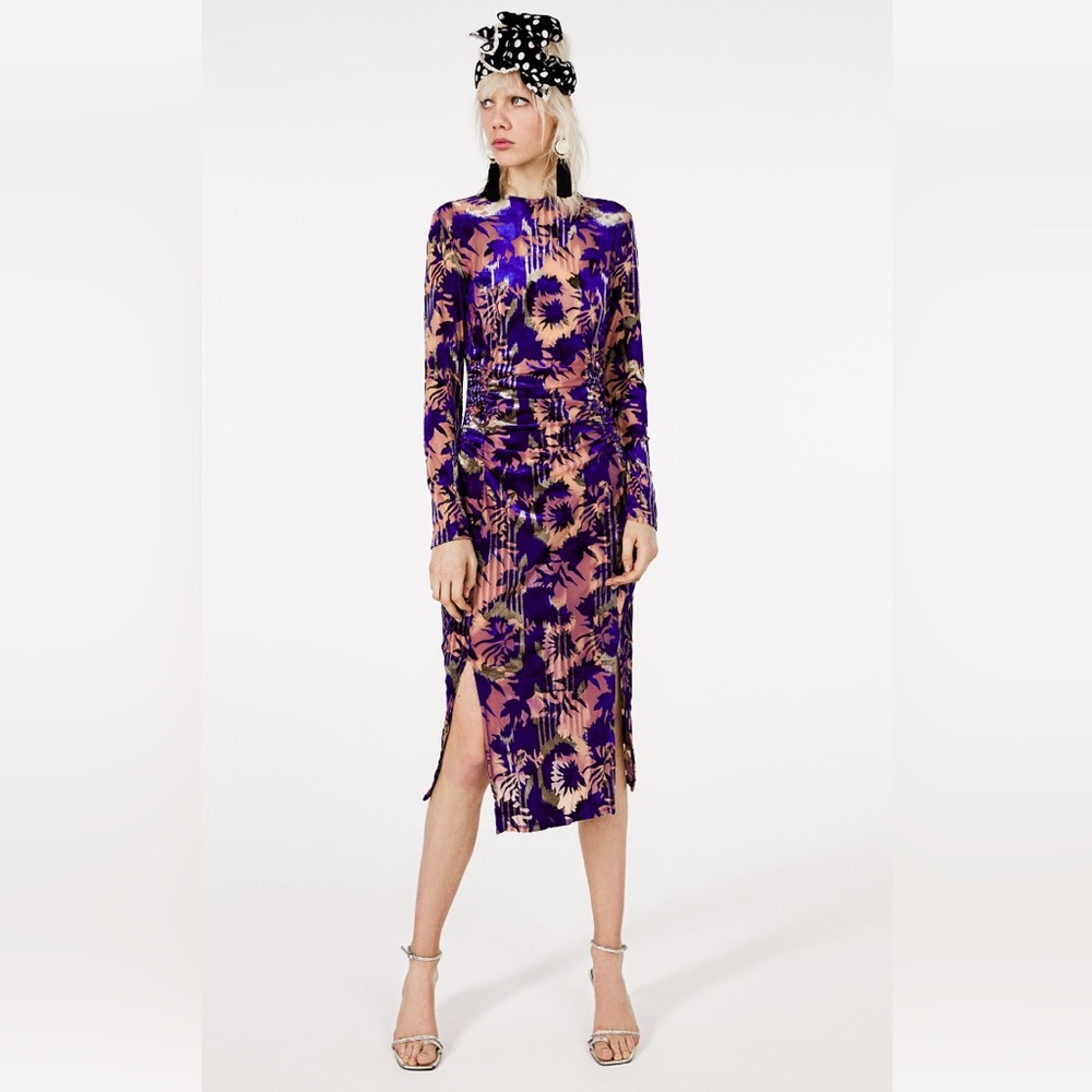 Zara velvet burnout midi dress